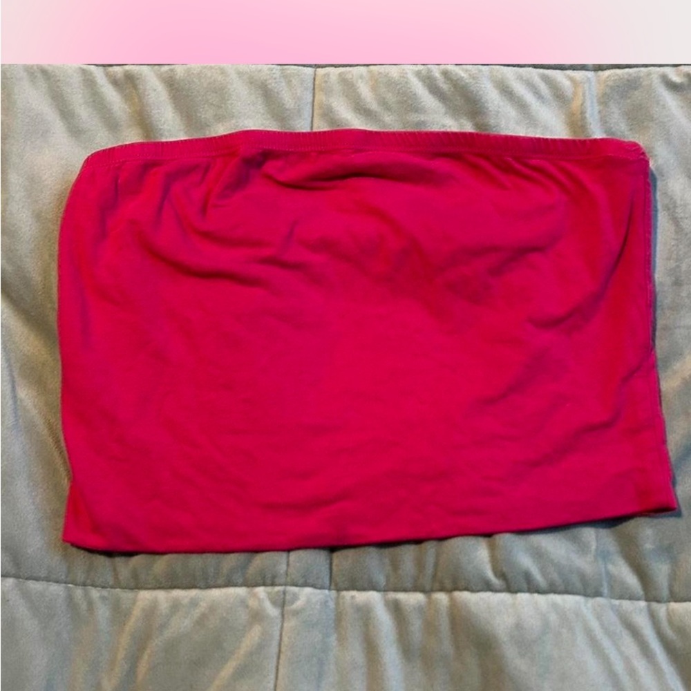 Bright Pink Strapless Tube Top